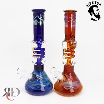 WATER PIPE HIPSTER SILVER & GOLD FUMES WITH GLYCERIN COIL PERC WP2537